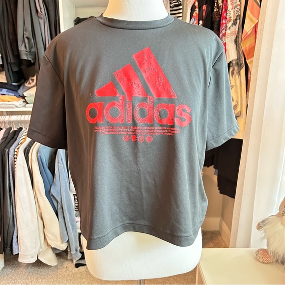 adidas Primeblue Black Crop Athletic Top Small - Picture 4 of 9